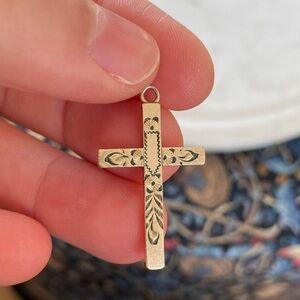 Antique Victorian 12K Gold-Filled Engraved Detail Cross Pendant Sturdy Co.